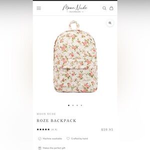 Moon Nude Roze Floral Quilted Backpack - Pink Floral. New. Never used